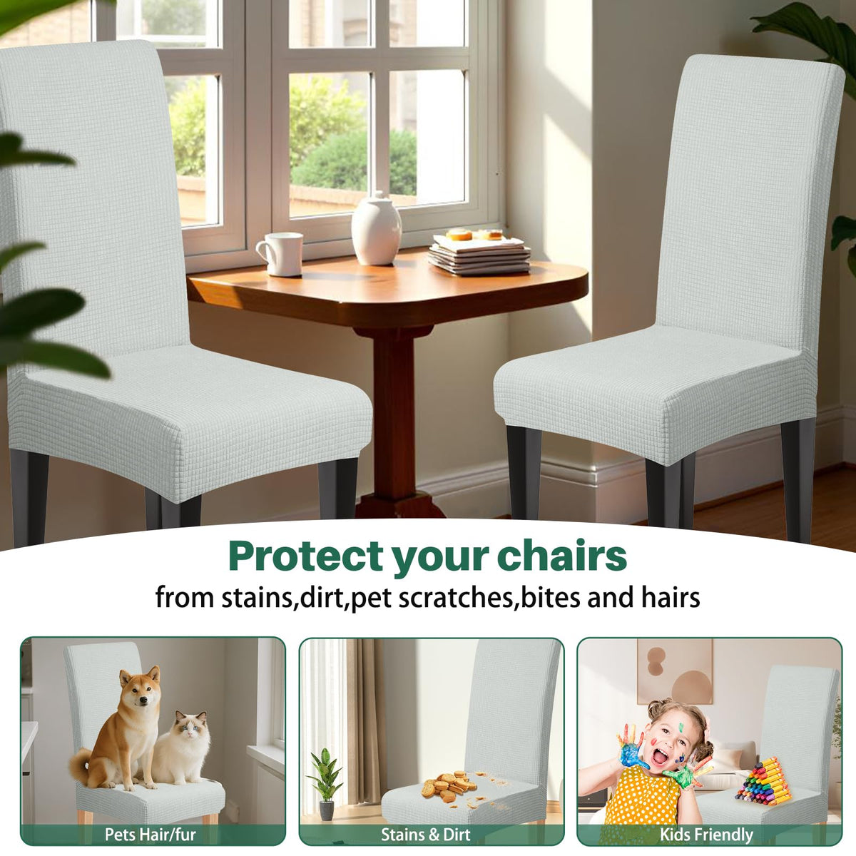 Dioxide wrinkle-resistant soft covers stay comfortable during meals