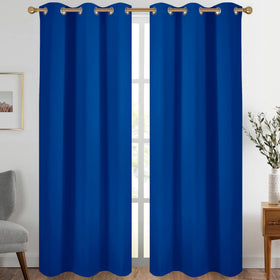 Diraysid Royal Blue grommet curtains fabric closeup showing premium texture and shading potential.