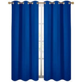 Diraysid Royal Blue grommet curtains close-up of metal grommets for easy installation.