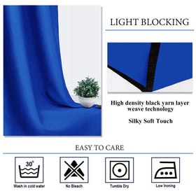 Diraysid Royal Blue grommet curtains show easy care and durable fabric.
