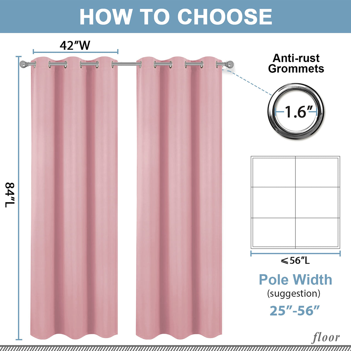 Diraysid versatile pink blackout curtains suitable for bedroom or living room