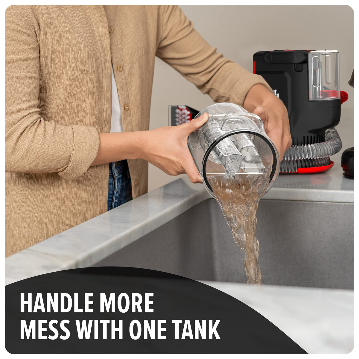 Dirt Devil built-in hose rinse helps flush debris after cleaning
