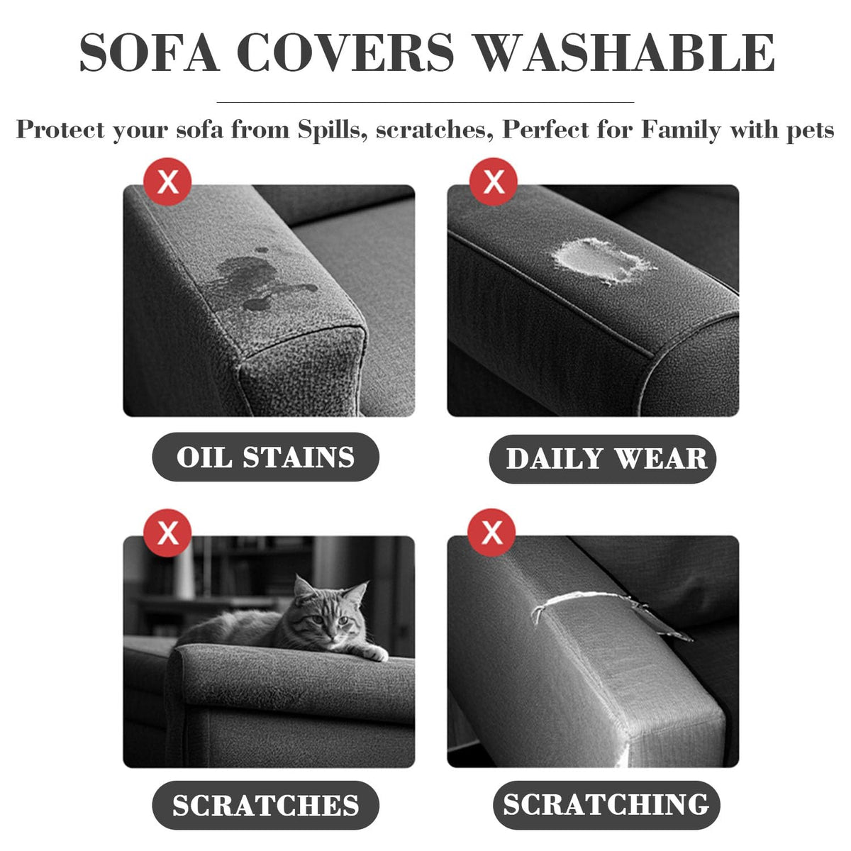 Disayu couch armrest cover with elastic bottom for secure fit