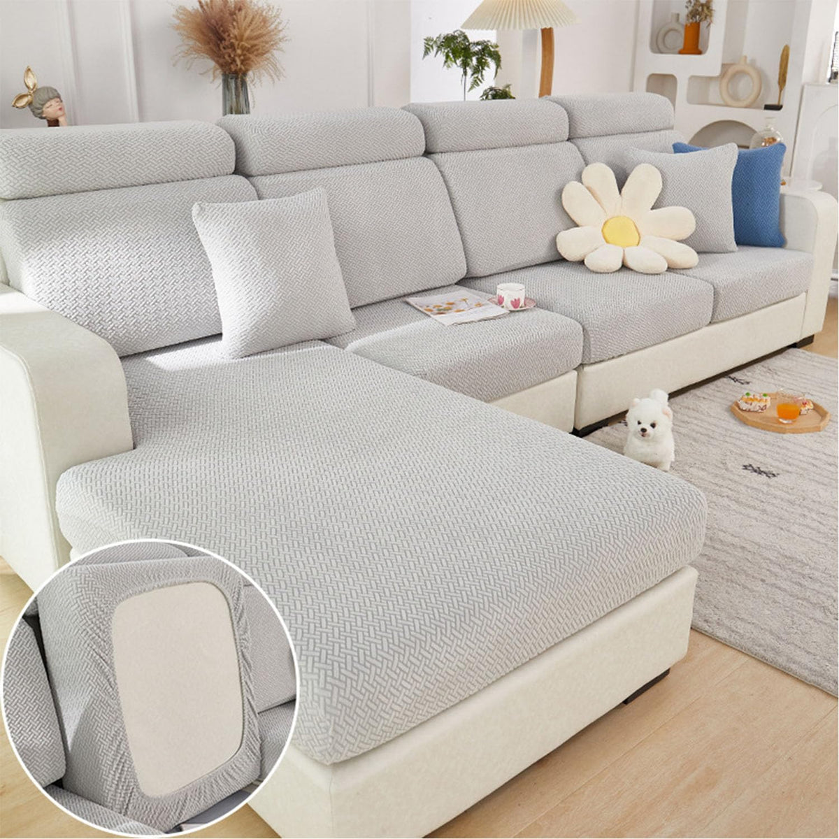 Disayu sofa cover provides 360-degree protection against spills and pet hair.
