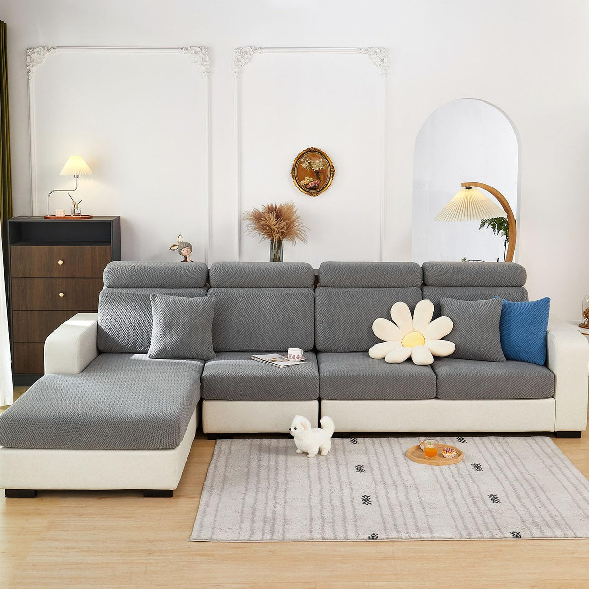 Disayu universal sofa cover fits most sectionals and couches.