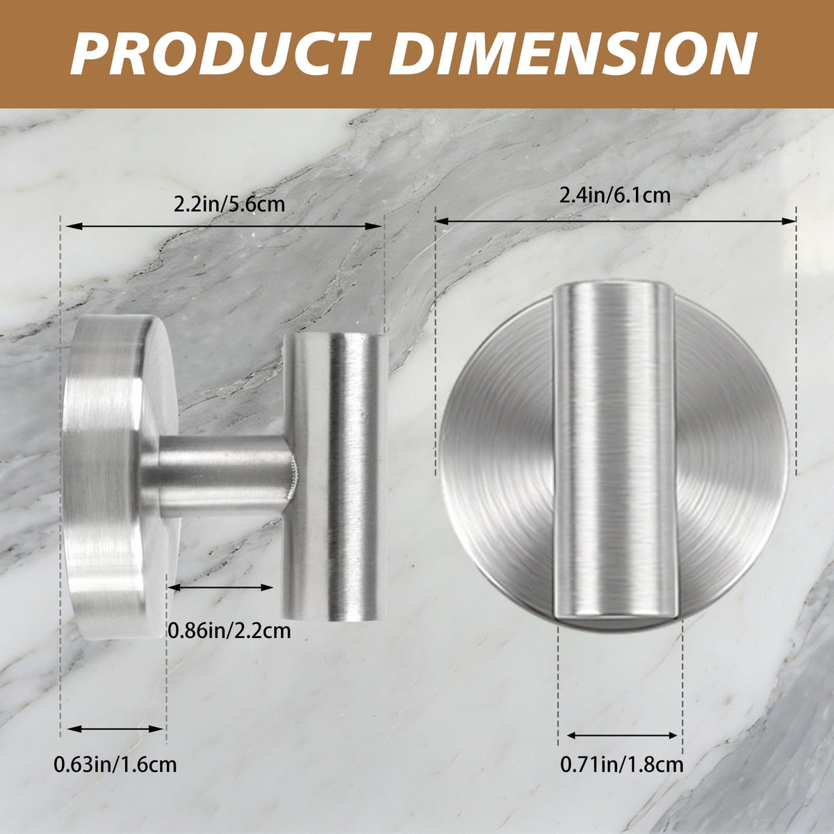 Disbam brushed nickel finish suction cup hooks add subtle elegance to your space.