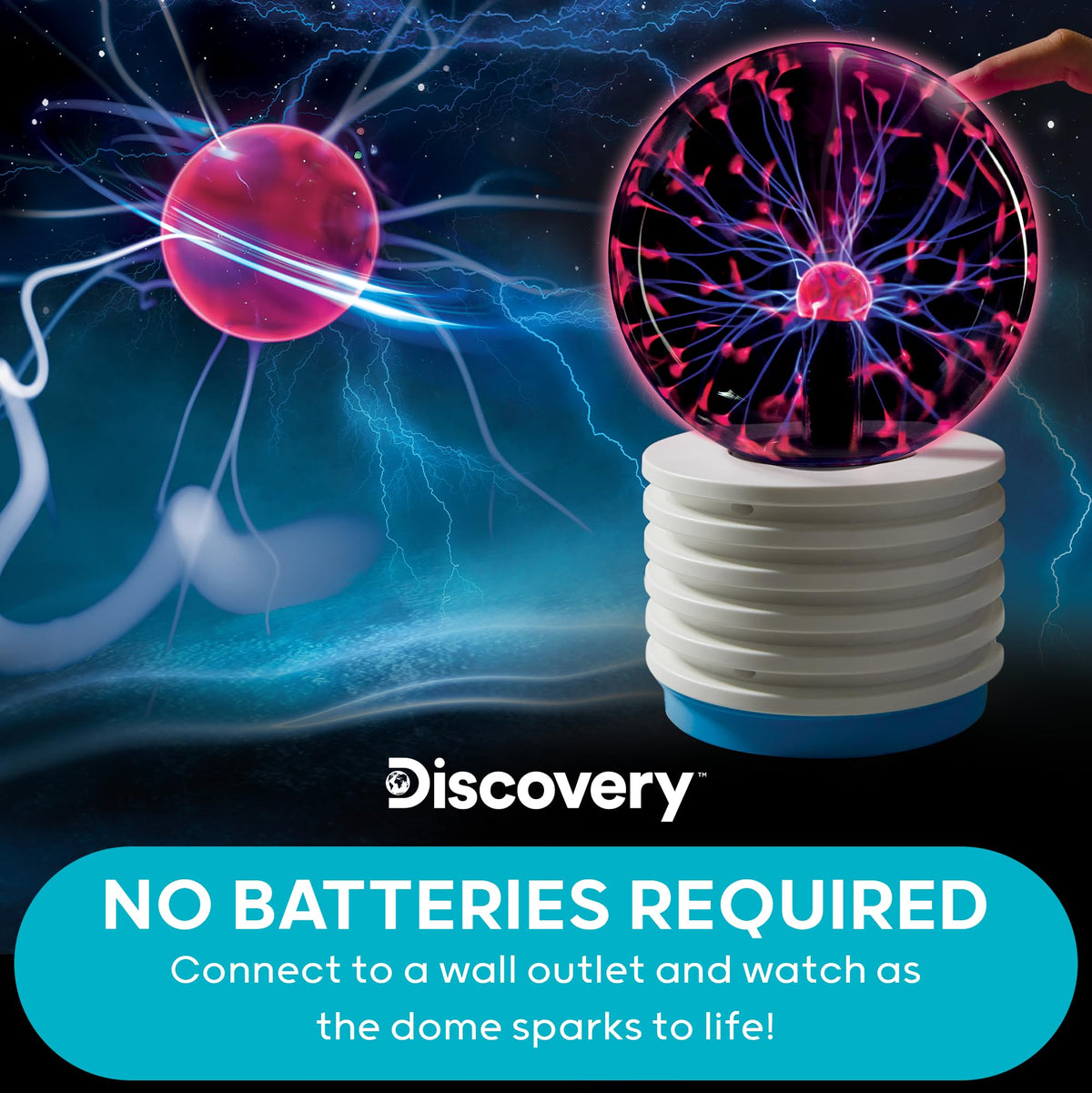 Discovery Plasma Orb suitable for ages 14+ and should avoid metal surfaces.