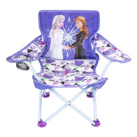 Disney Frozen Fold N Go Chair open outdoors with colorful graphics for kids seating