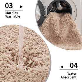 Disolla beige bath rug soft pile closeup for foot comfort