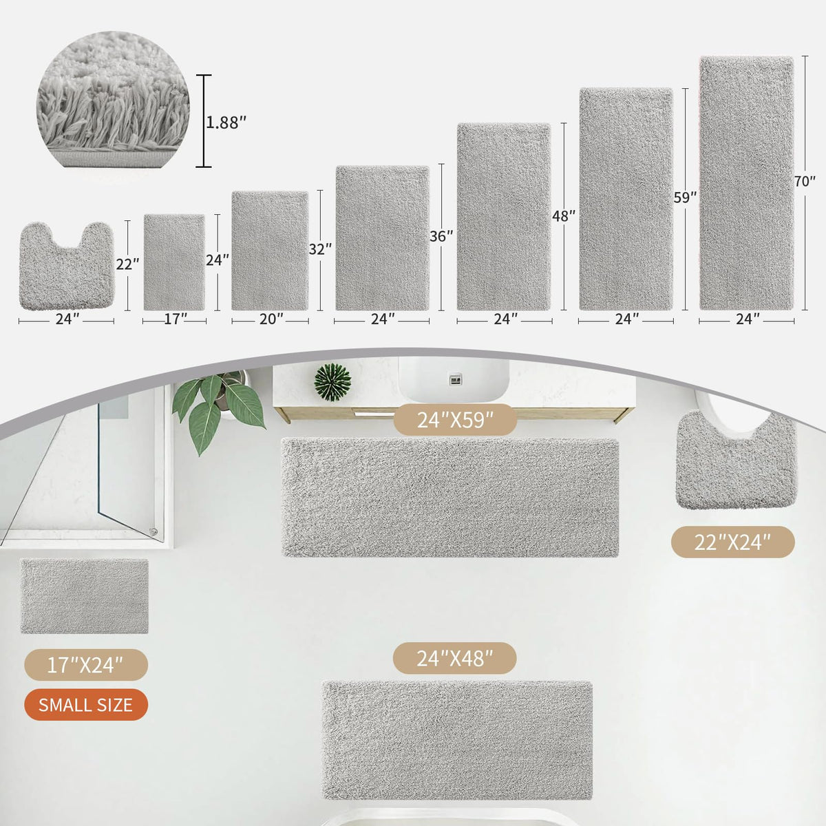 Disolla Grey rug with foam-latex backing provides strong non-slip grip.