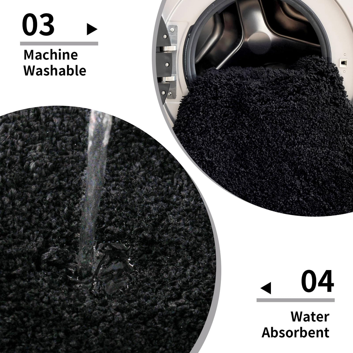 Disolla machine-washable bath mat for easy cleaning after showers.