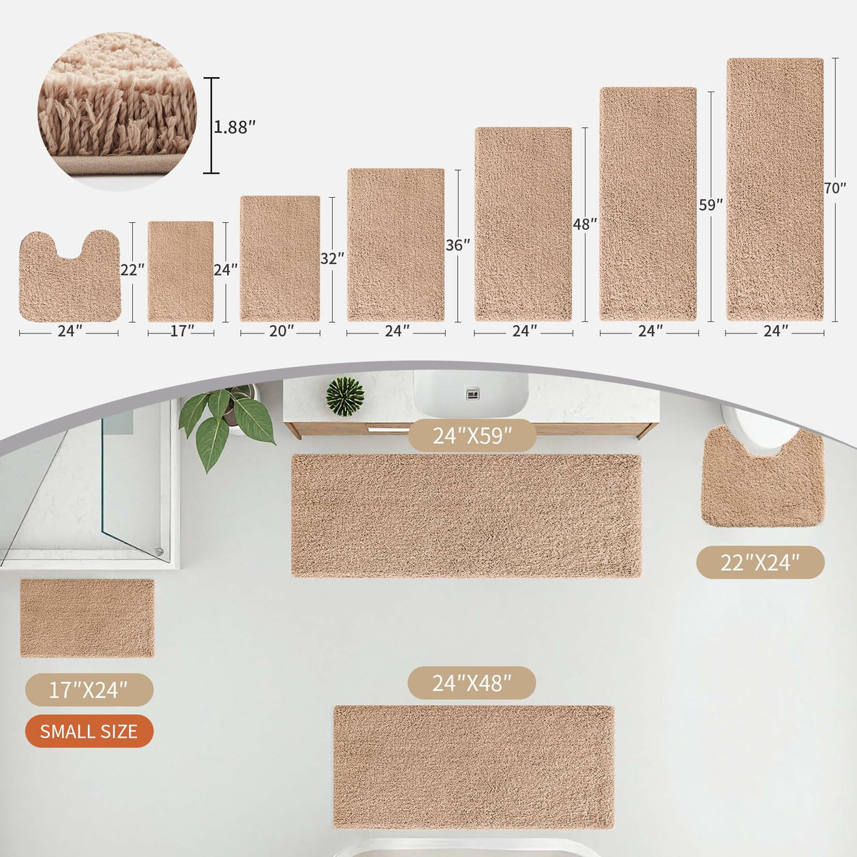 Disolla non-slip foam latex backing provides strong grip on wet bathroom floors