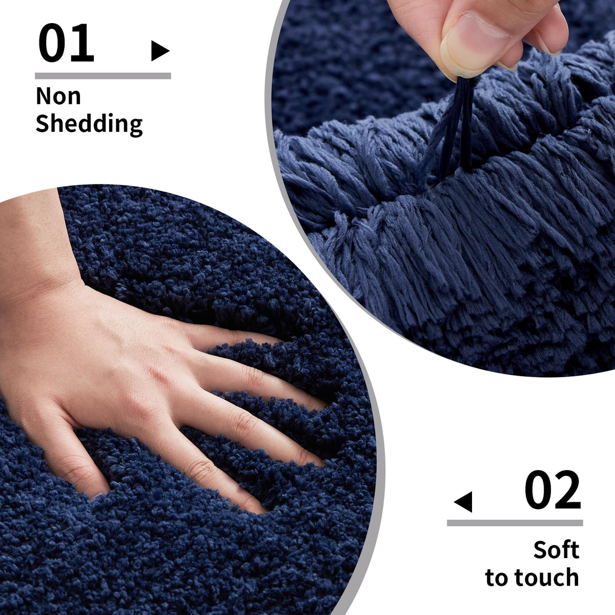 Disolla navy toilet mat absorbent surface soaking up moisture quickly.