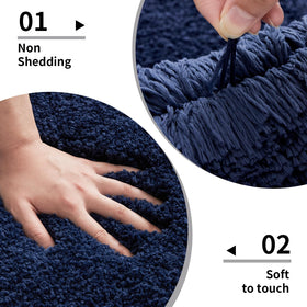 Disolla navy toilet mat absorbent surface soaking up moisture quickly.