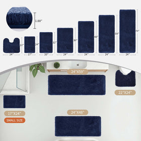 Disolla navy toilet mat non-slip back stabilizing on damp floors.