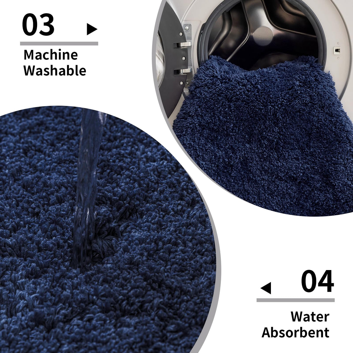 Disolla navy U-shaped contour fits around the toilet securely.