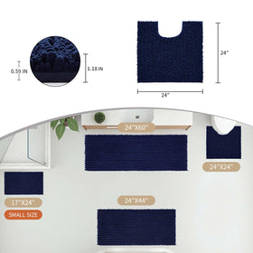 Disolla navy blue U-shaped toilet mat on bathroom floor