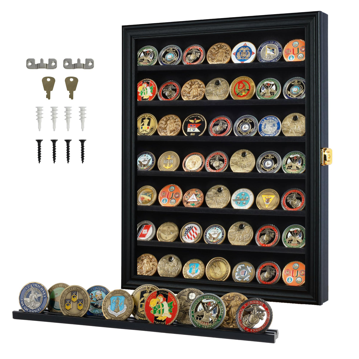 DisplayGifts Military Challenge Coin Display Case showcases coins securely for a proud display