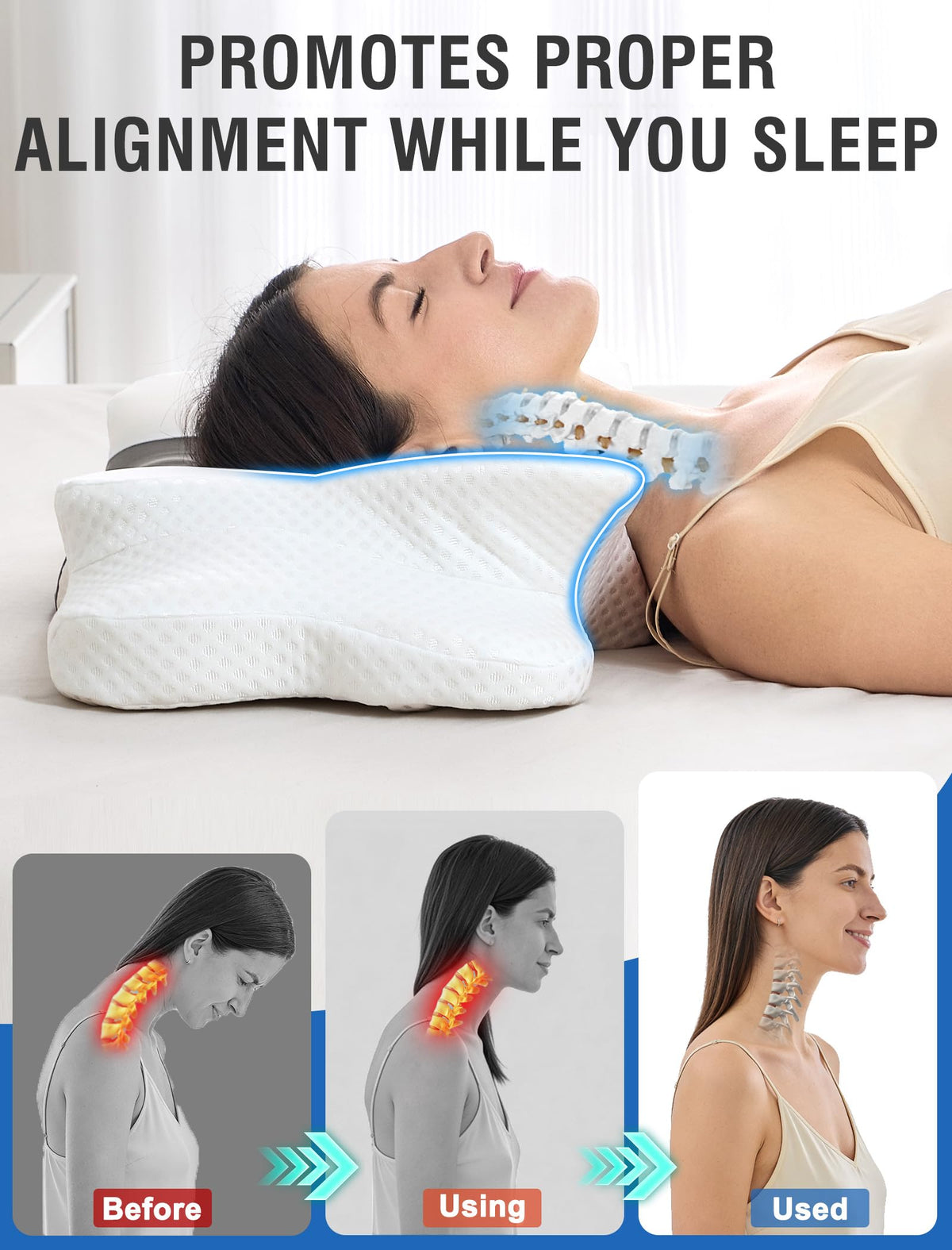 DISSA pillow features breathable open-cell foam and a machine-washable, skin-friendly cover