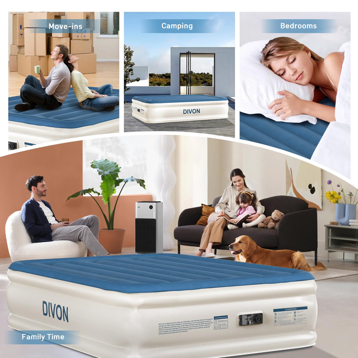 DIVON air mattress 660 lbs capacity supports up to adults