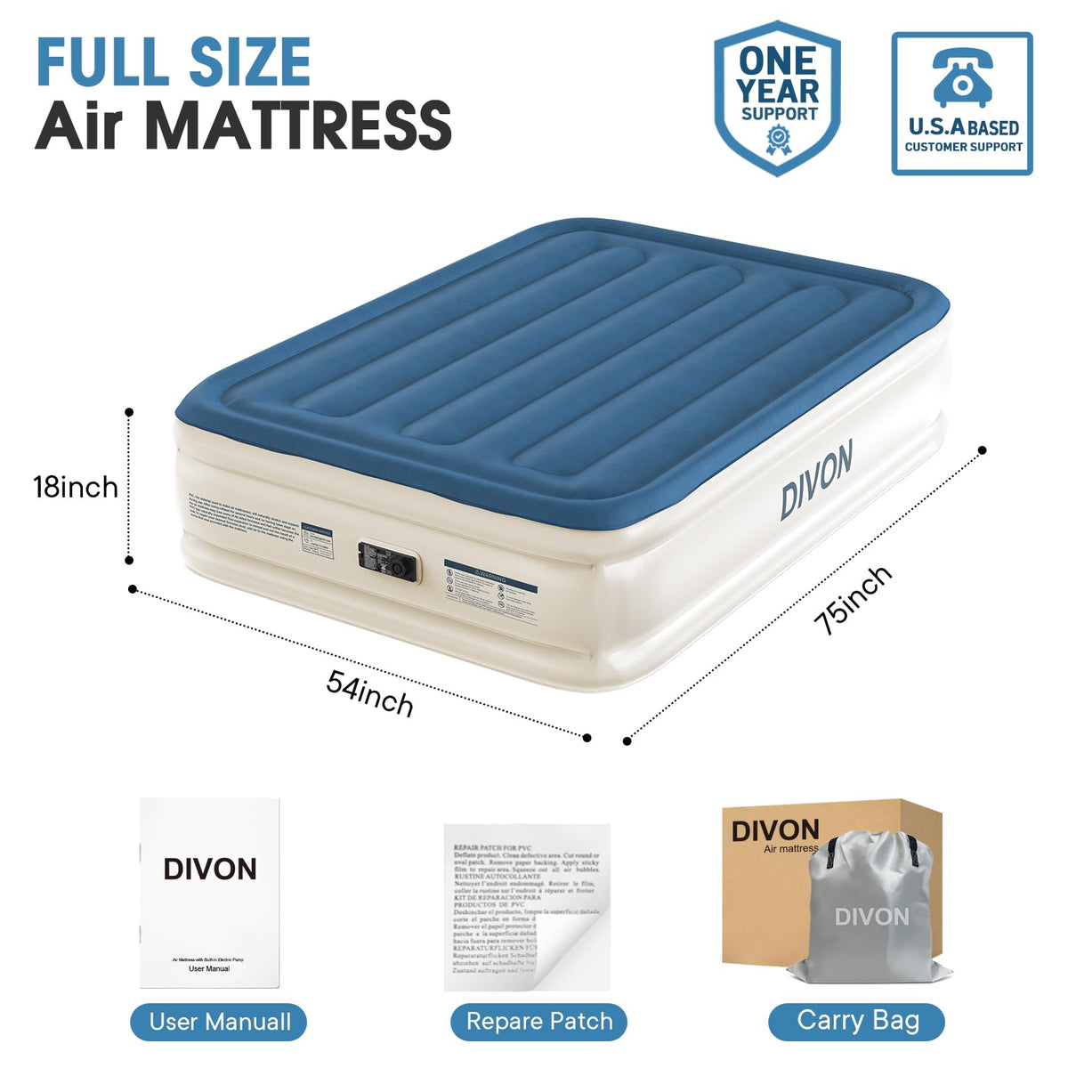 DIVON air mattress foldable storage bag enables easy transport and compact storage
