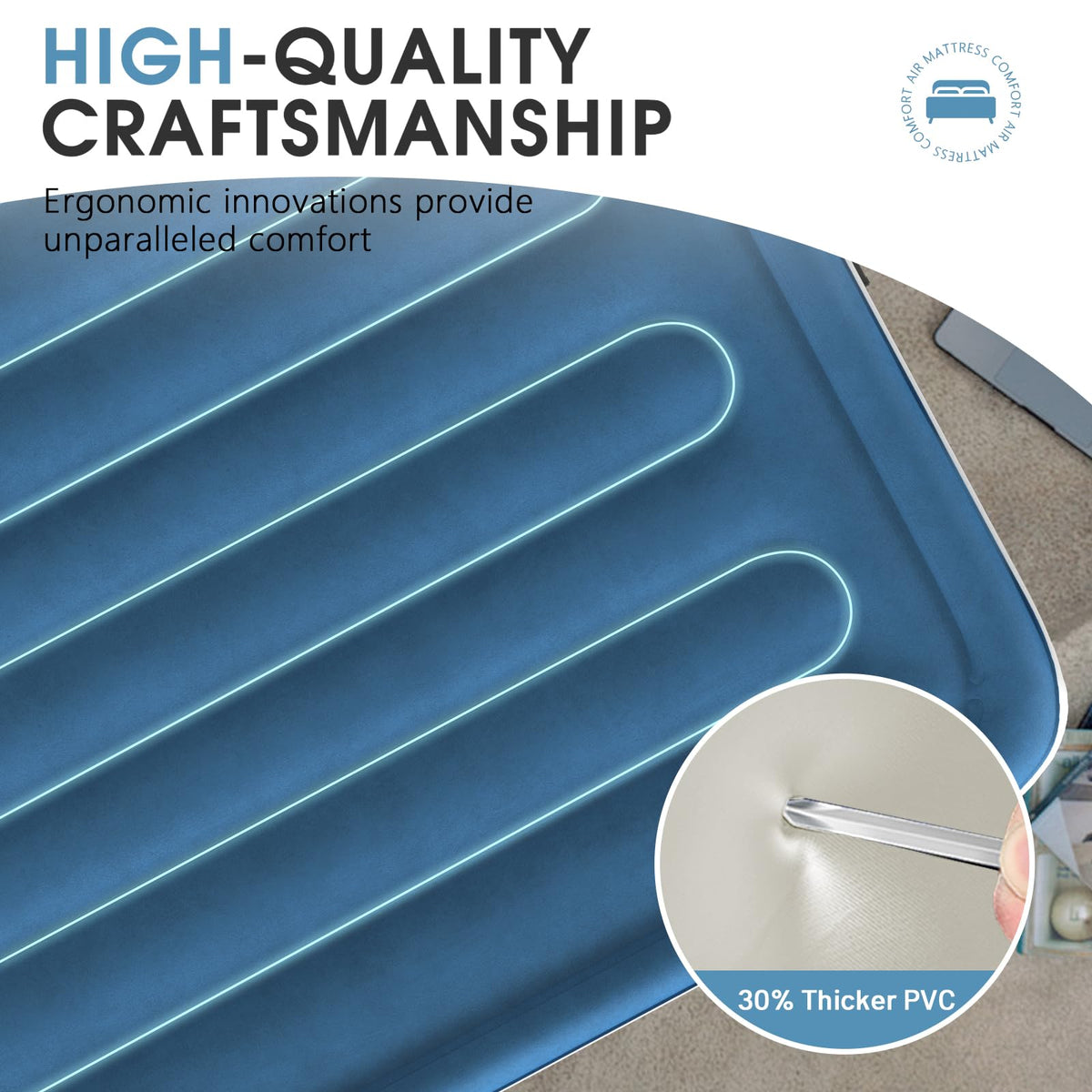DIVON air mattress full 18-inch thick height offers plush comfort for sleepovers