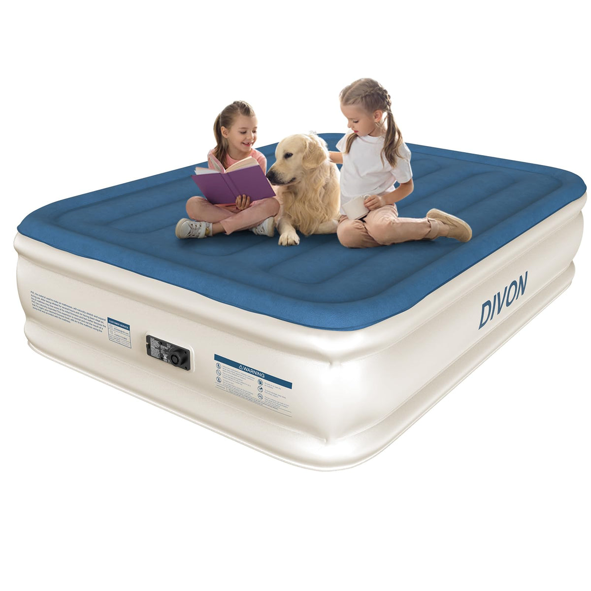 DIVON air mattress full built-in pump setup demonstrates quick inflation for guests