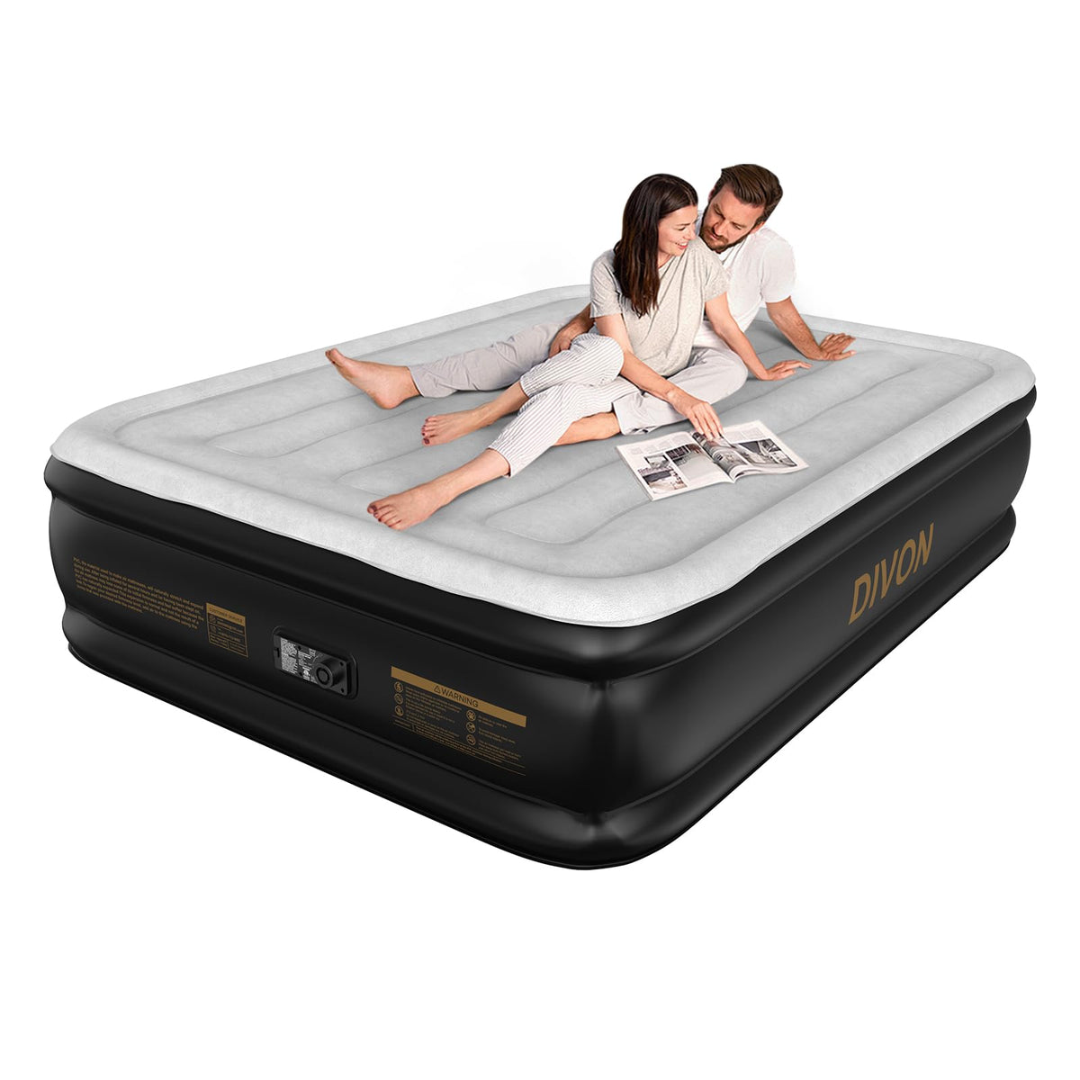 DIVON full air mattress built-in pump with wave pattern for quick setup.