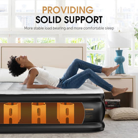 DIVON full air mattress indented sides keep fitted sheets secure for smooth sleep surface.