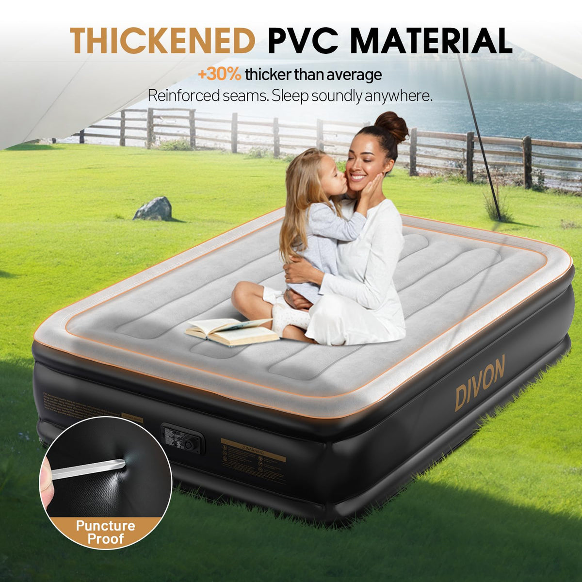 DIVON air mattress full patented vertical beam support distributes weight evenly.