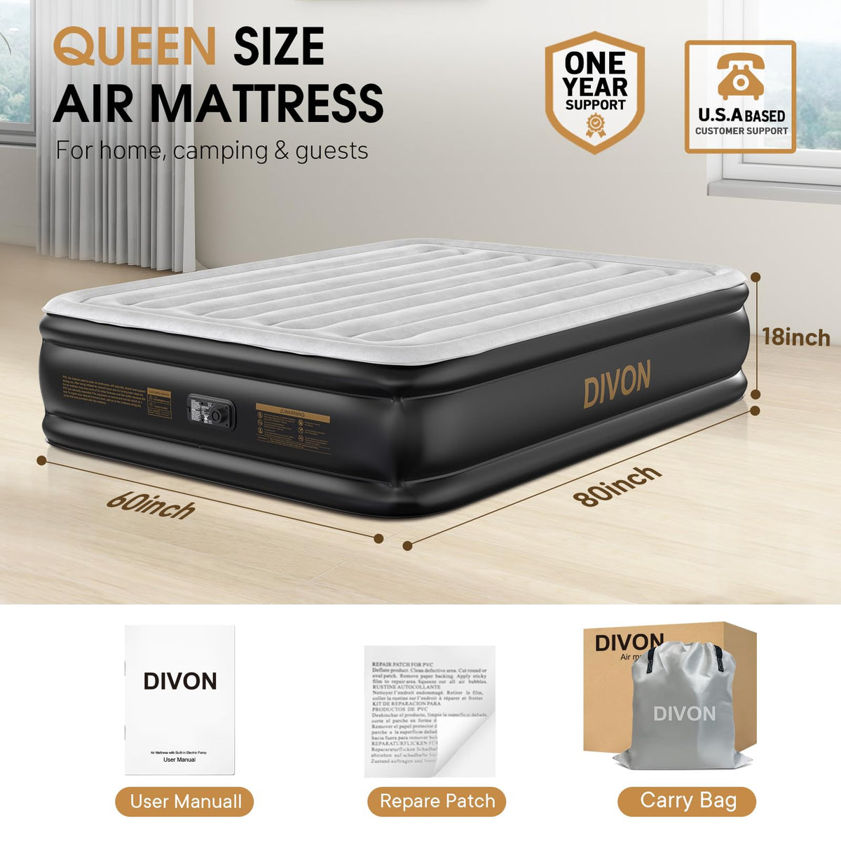 DIVON water-resistant, durable PVC construction for stability