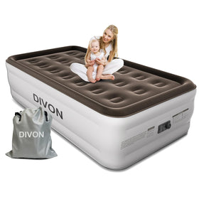 DIVON twin air mattress with built in pump front view for quick setup
