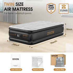 DIVON Twin Air Mattress with carry bag for simple storage and travel