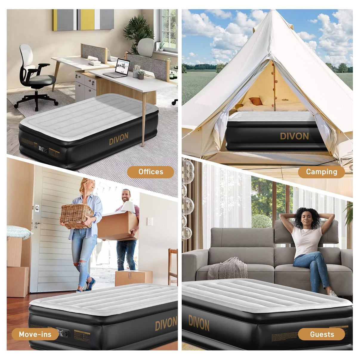 DIVON Twin Air Mattress in a guest room ready for visitors
