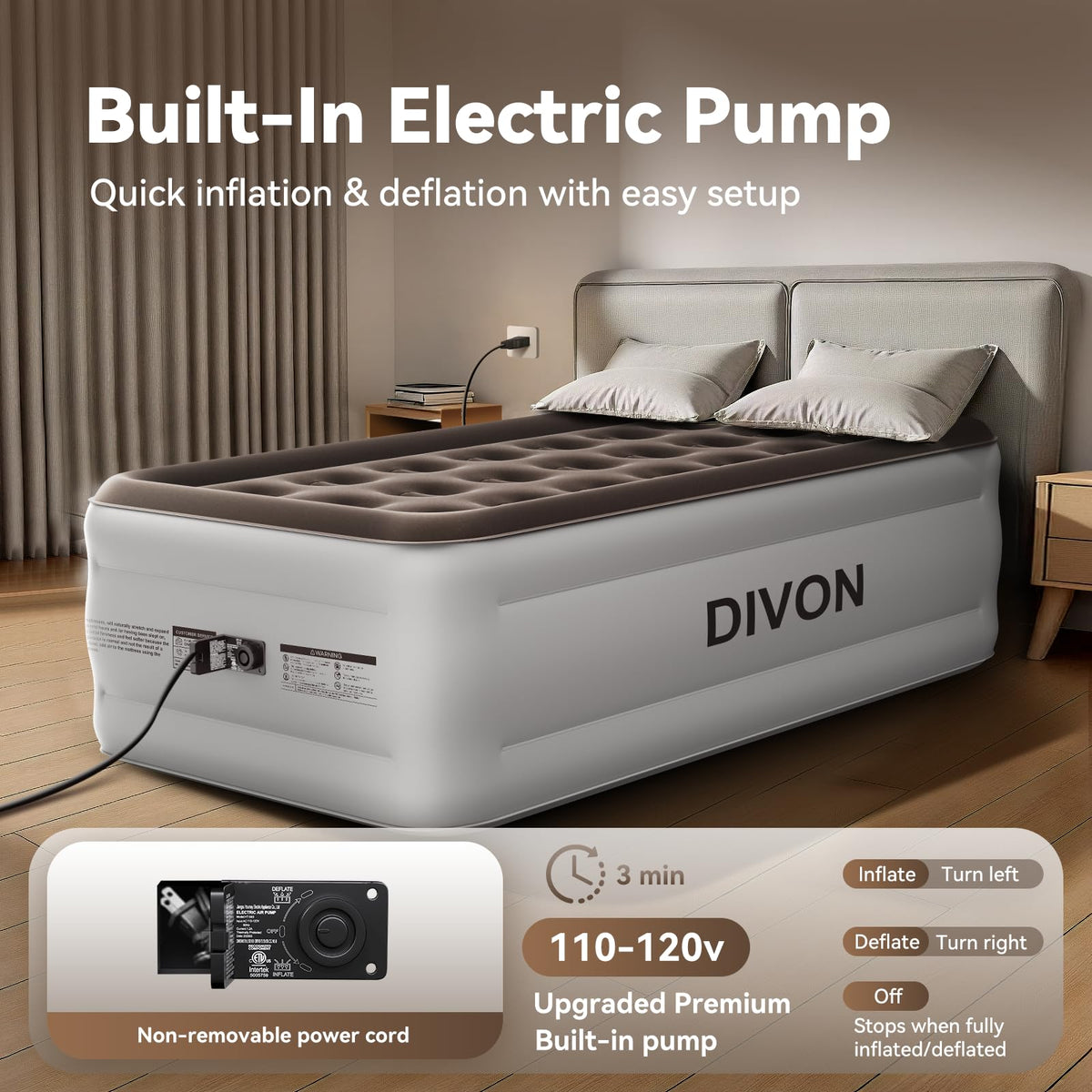 DIVON waterproof flocked surface easy to clean after camping or guests