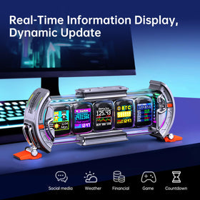 Divoom Times Gate five-color screens display vibrant pixel art for dashboards.