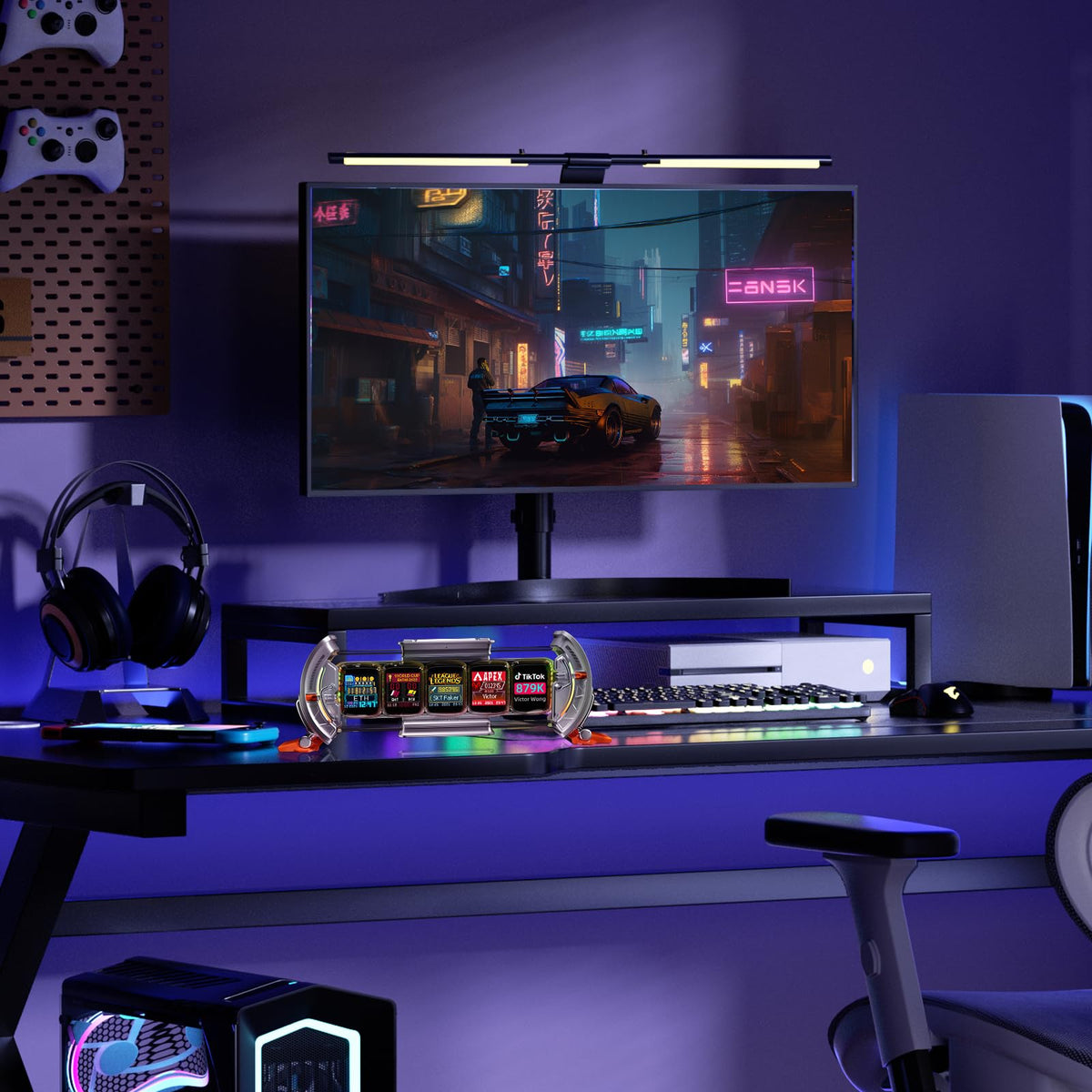 Divoom Times Gate visual display emphasizes a clean, tech-forward office aesthetic.