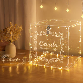 DIWNELEM wedding card box with lock, clear and sturdy for reception cards