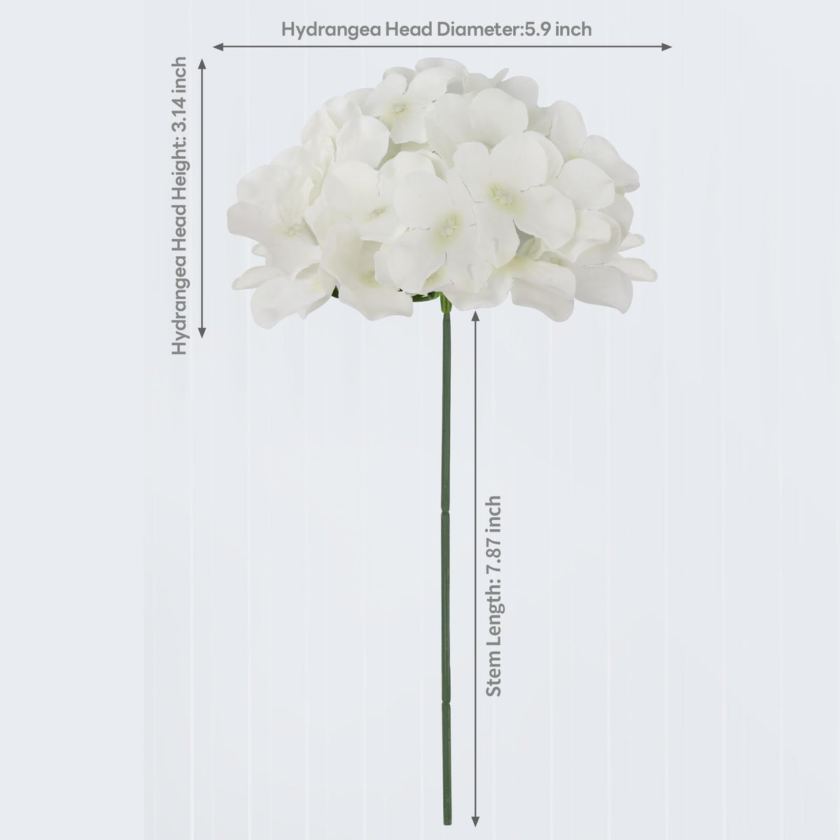 DIYPOP 6-inch ivory hydrangea bloom with bendable wired stem for customization.