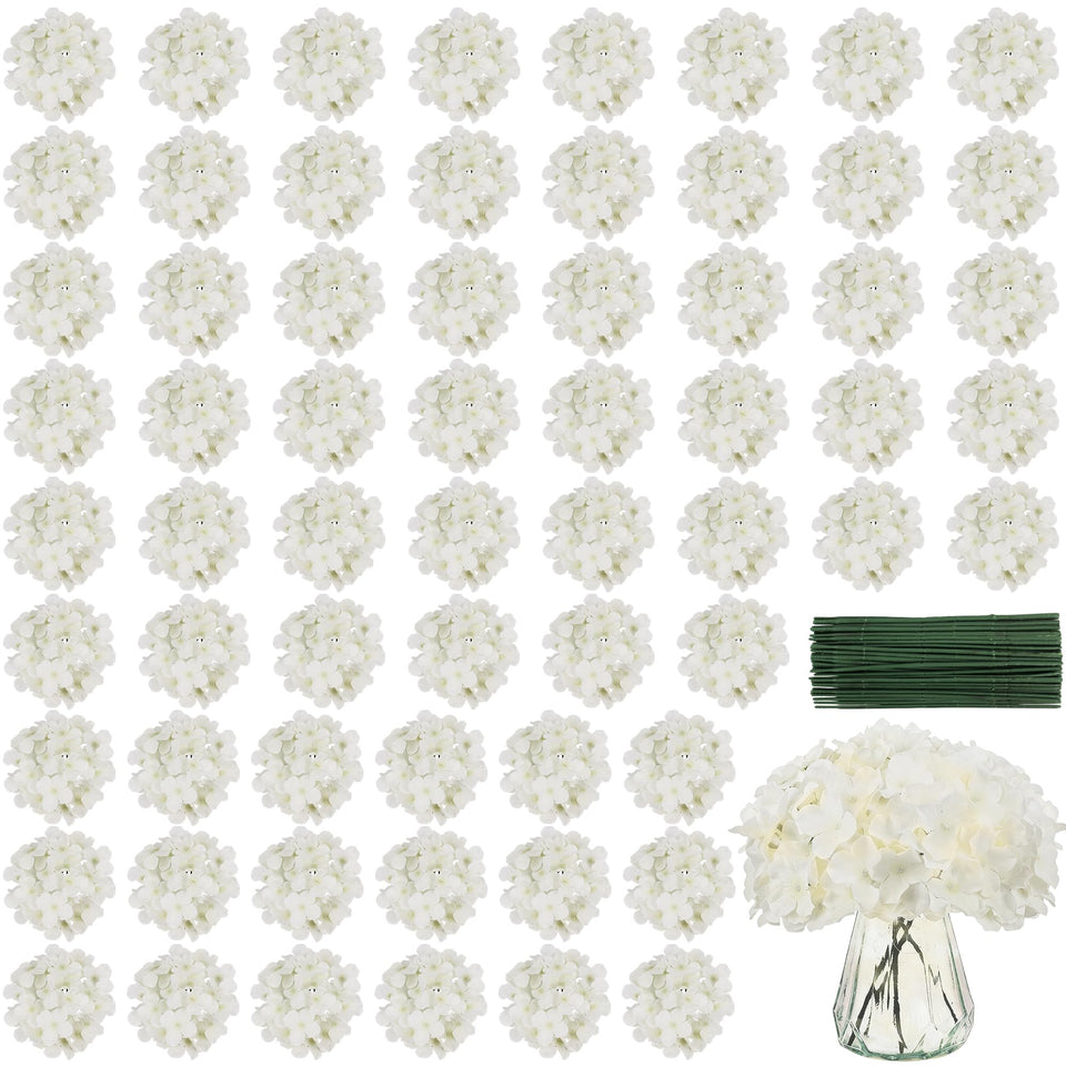 DIYPOP ivory white hydrangea heads with detachable stems for versatile centerpieces.