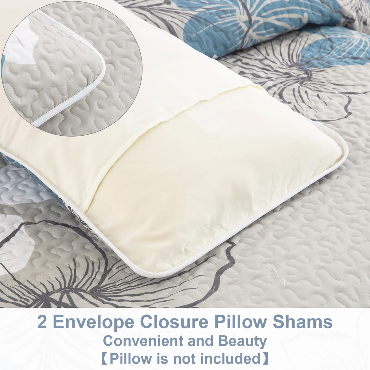 DJY blue bedroom setup with lightweight quilt ideal for seasonal layering.