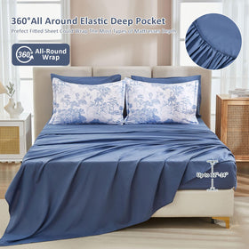 DJY blue comforter set king reversible design, two looks in one set