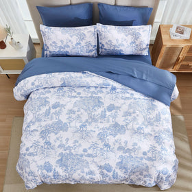 DJY blue comforter set queen fitted sheet 60x80+12 secure fit