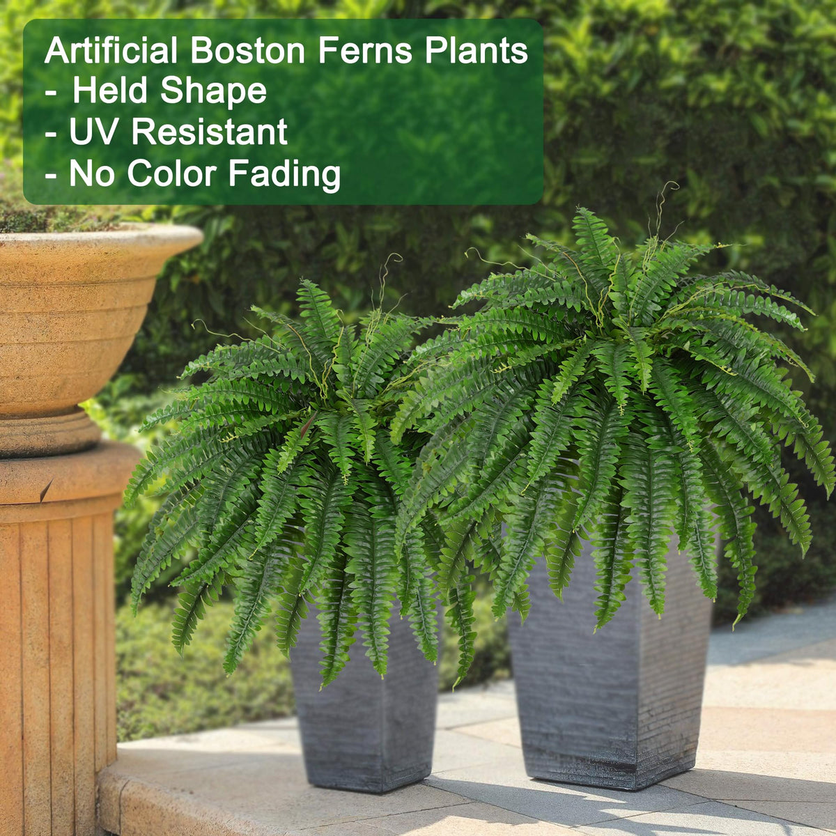 Dkaltm Boston fern bush with 55 branches, full natural look for patios.