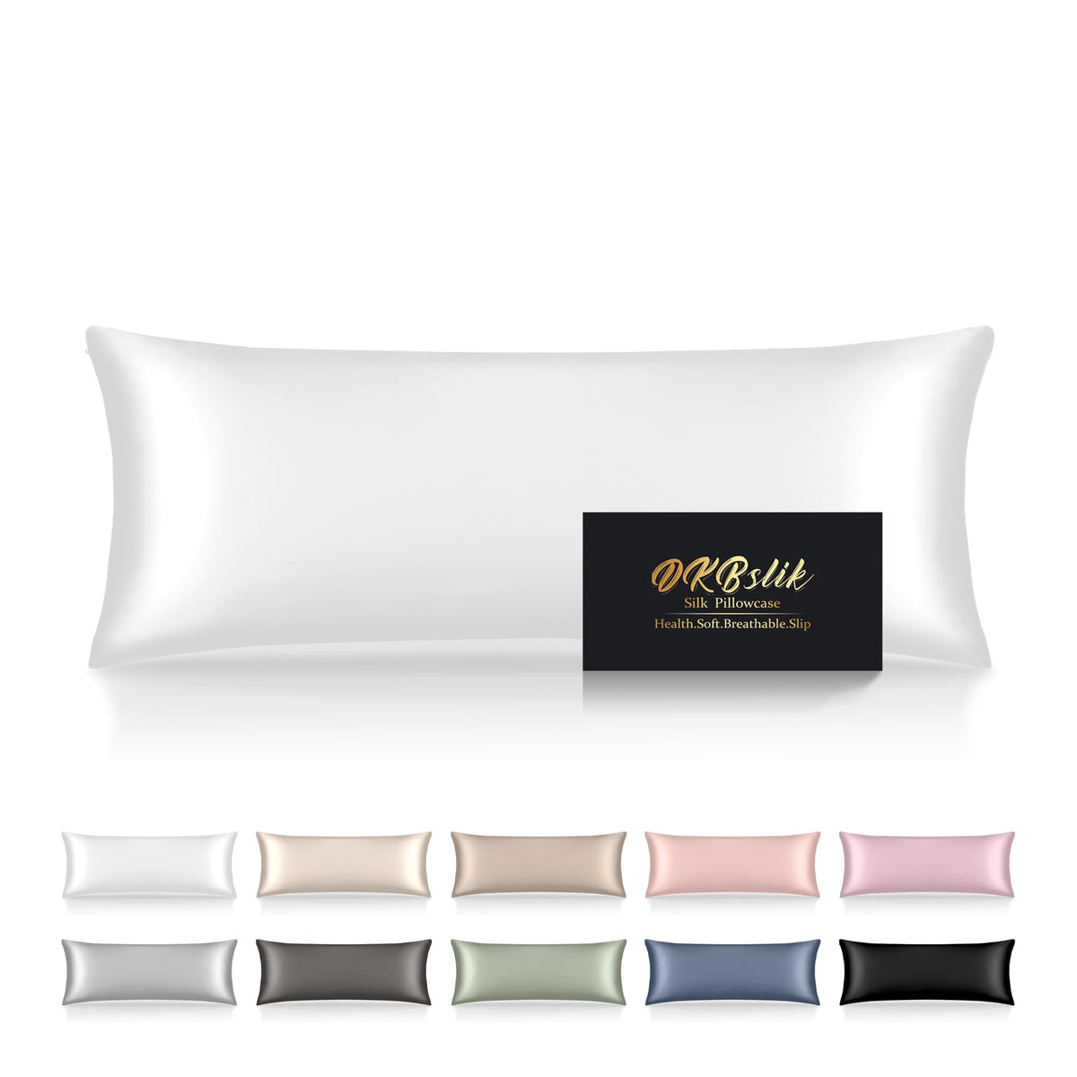 DKBslik mulberry silk body pillow case 20x54 delivers silky skin contact.