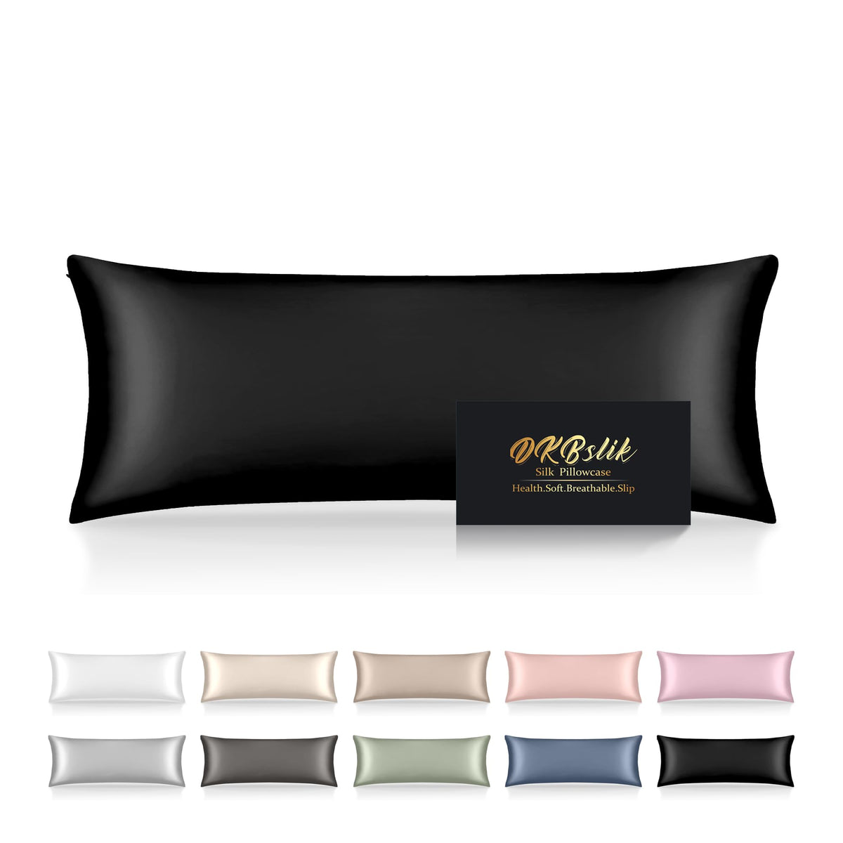 DKBslik Silk Body Pillow Case with zipper for smooth skin and hair protection.