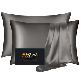 DKBslik silk pillowcase 2-pack front view showing smooth Mulberry silk texture