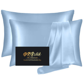 DKBslik silk pillowcase 2-pack in hazy blue with mulberry silk for smooth skin