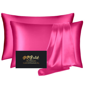 DKBslik silk pillowcase 2-pack with soft finish provides smooth skin and hair glide.