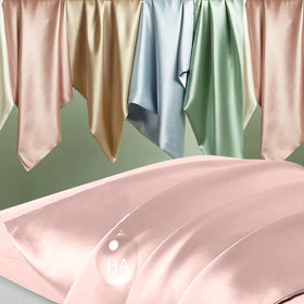 DKBslik silk pillowcase 2-pack coral closeup fabric weave, breathable mulberry fibers.